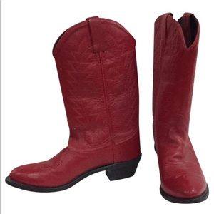 Red Leather Cowboy Boots Size 6